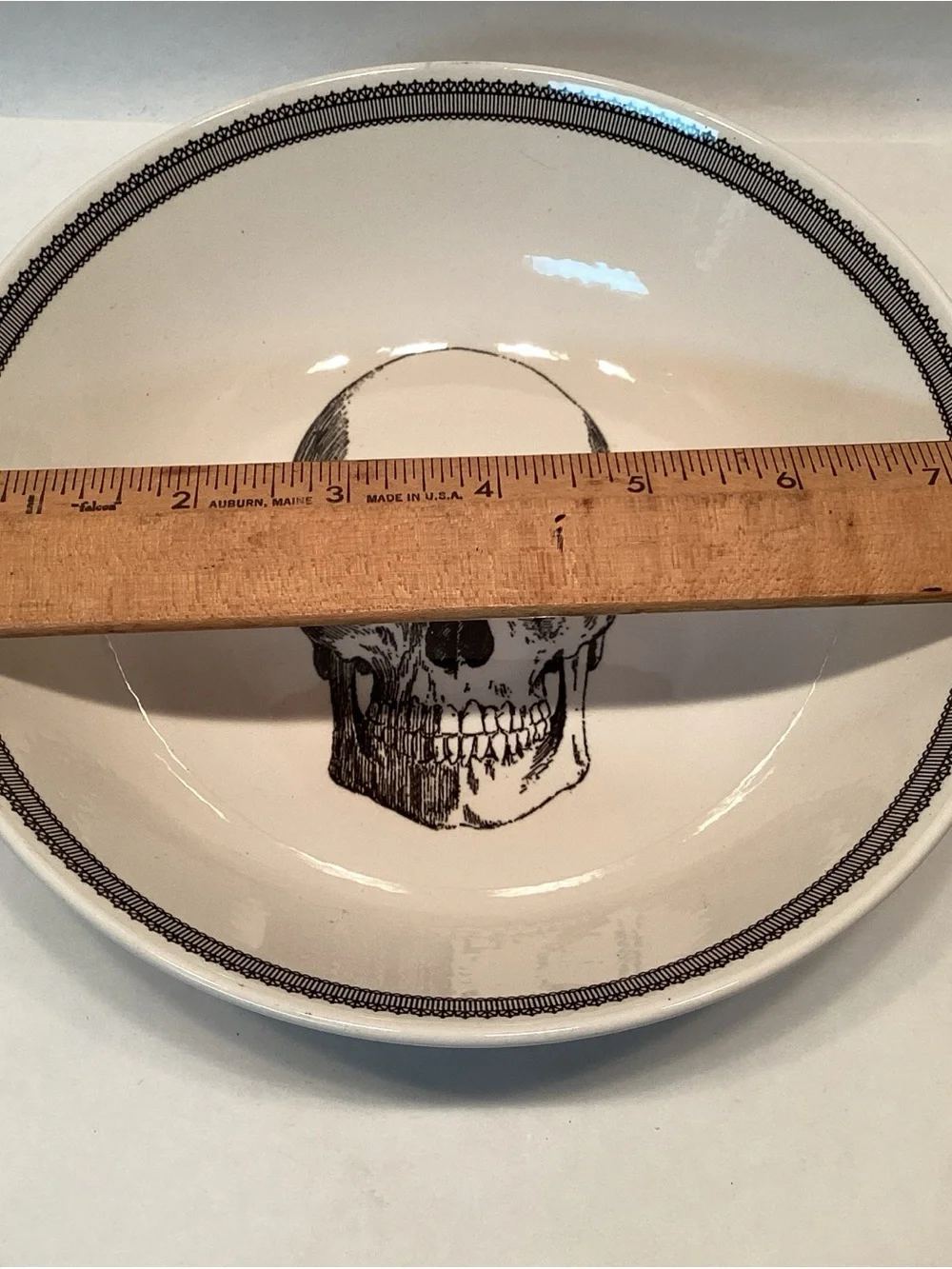 Victorian English Pottery-Royal Stafford Skull Soup Cereal Bowl Salad Macabre